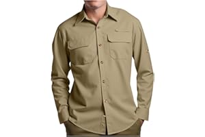 Men's Long Sleeve Hiking Shirt UPF 50 Sun Protective, Quick Dry Lightweight for Outdoor Fishing Travel Safari