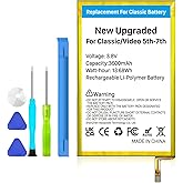 PFHL Battery Replacement for iPod Classic/Video, (2025 New Upgrade) 3600mAh Ultra High Capacity Lithium Polymer Battery Compatible with iPod Classic/Video 5th-7th