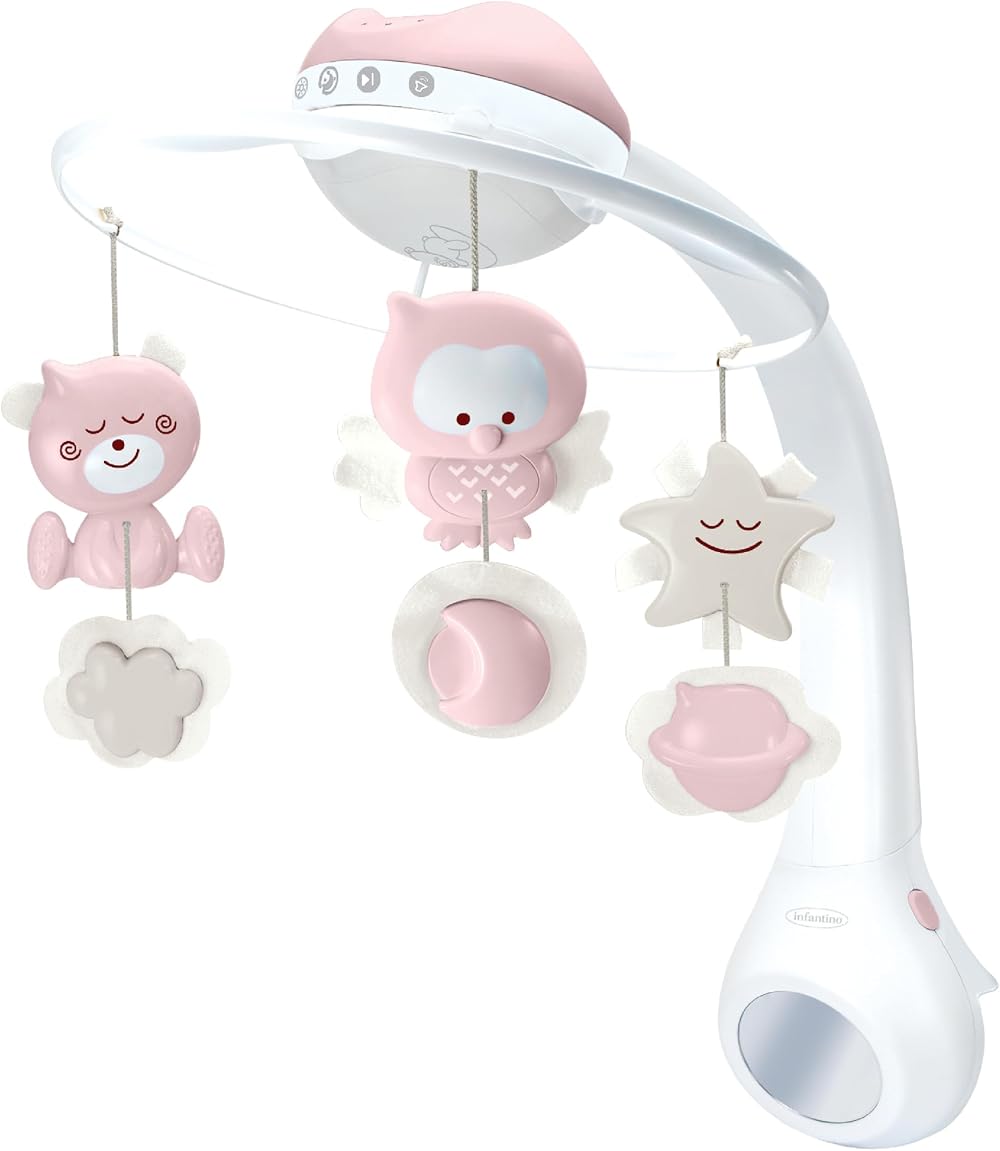Infantino 3-in-1 Projector Musical Mobile Dusty Rose Baby Night Light