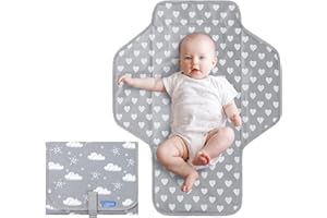 PHOEBUS BABY Baby Portable Changing Pad Travel - Waterproof Compact Diaper Changing Mat with Built-in Pillow - Lightweight & Foldable Changing Station, Newborn Shower Gifts