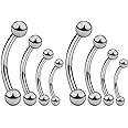 SCERRING 2-8PCS 16G G23 Titanium Curved Eyebrow Barbell Tragus Helix Ear Belly Lip Nipple Tongue Ring Body Piercing Jewelry 6-16mm