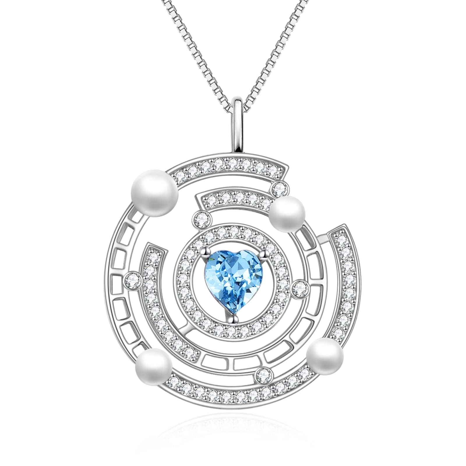 VENACOLY Planet Necklace Sterling Silver Galaxy Pendant Necklace Planet Mother's Day Jewellery for Women Mum