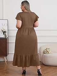 Moon Wood Women's 2025 Plus Size Casual Dress Crew