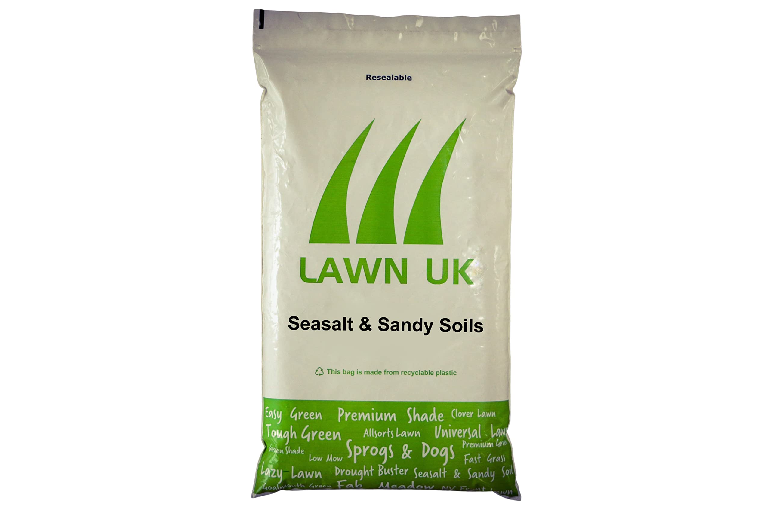 Seasalt and Sandy Soil Grass Seed Lawn UK - 1KG - for Salty and Sandy Soils - Fine, Luxury Seed - 20sqm Coverage - for Harsh Climates - Thick Coverage