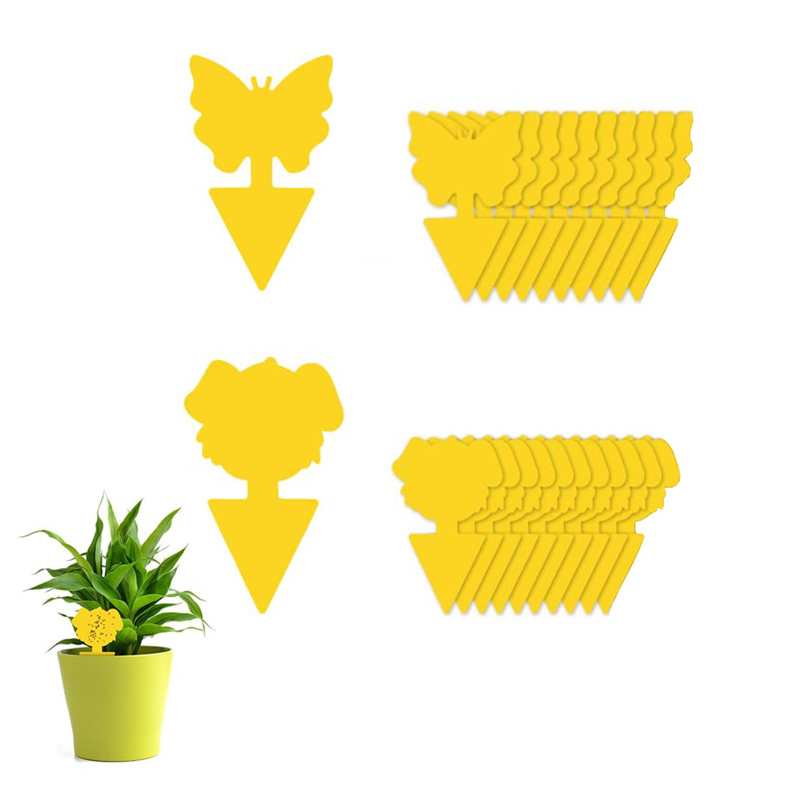 Fruit Fly Traps, 20 Pack Yellow Double-sided Fungus Gnat Sticky Catcher, Double-Sided Fly Catchers, for Protect Plants and Control Multiple Insects