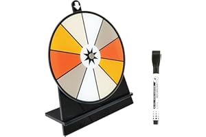 iobiotio 6 Inch Prize Wheel for Prizes, 10 Slots Game Spinner Wheel, Small Tabletop Roulette Spinner with Pen, Easy Assembly, Dry Erase, Portable, 6 inch, 5mm, Arylic