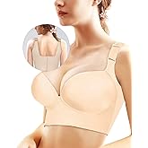 Runilut Women's Push Up Bra,Full-Coverage Underwire Bra,Hide Back Fat Deep Cup Bra,Smoothing T-Shirt Bra,Sculpting Uplift Bra