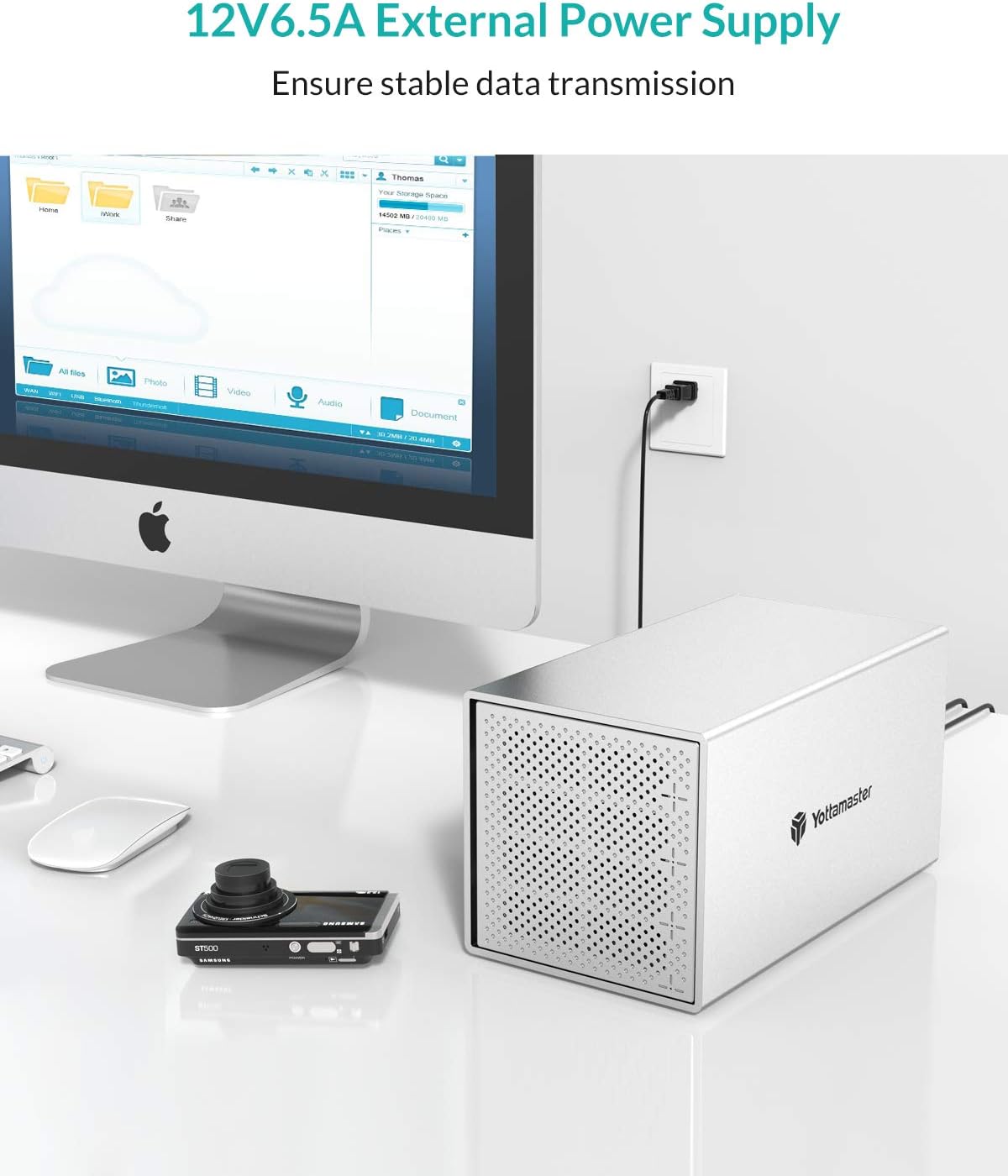 Yottamaster 4 Bay Hard Drive Enclosure, Aluminum External SATA USB3.0 4