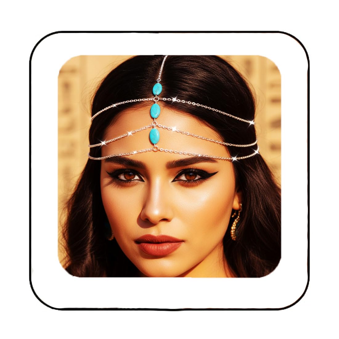 Fashband Boho Layered Head Chain Silver Turquoise Headpiece Gypsy Head Chains Headband Festival Hair Accessories Jewelry for Women