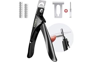 AIRSEE Professional Acrylic Nail Clipper with 15PCS Magnets Fake False Nails Tip Cutter Nail Trimmer for Artificial Nail Manicure Nail Art Tool Home DIY Use Black