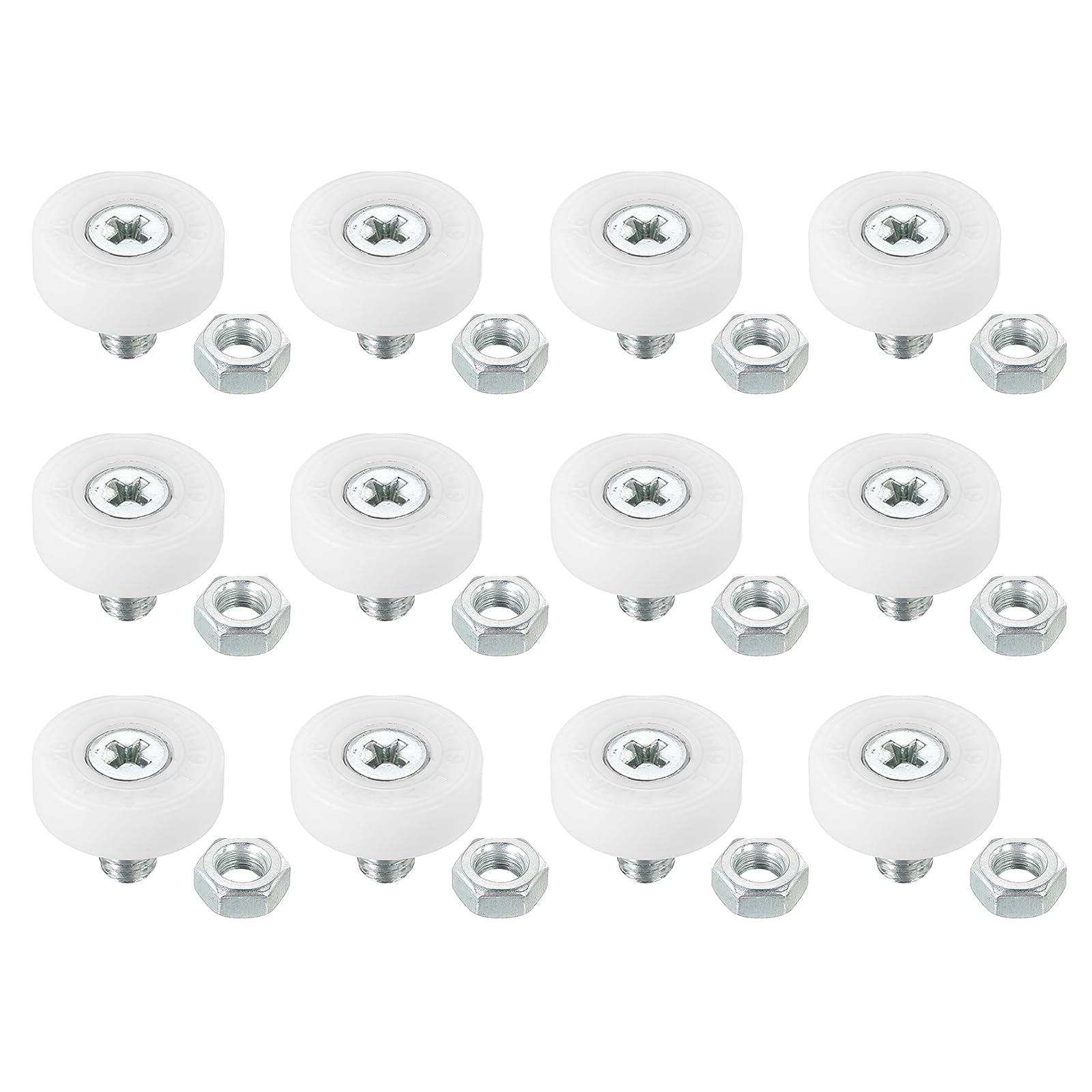 PATIKIL 19mm Drawer Rollers, 12 Pack Plastic Drawer Pulley Replacement Wheels Bearing Small Pulley with Nuts