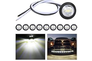 Nilight 10 PCS 3/4 Inch Round LED Clearance Light Front Rear Side Indicator Bullet Marker Lamp for Truck RV Car Bus Trailer Van Caravan Boat, White