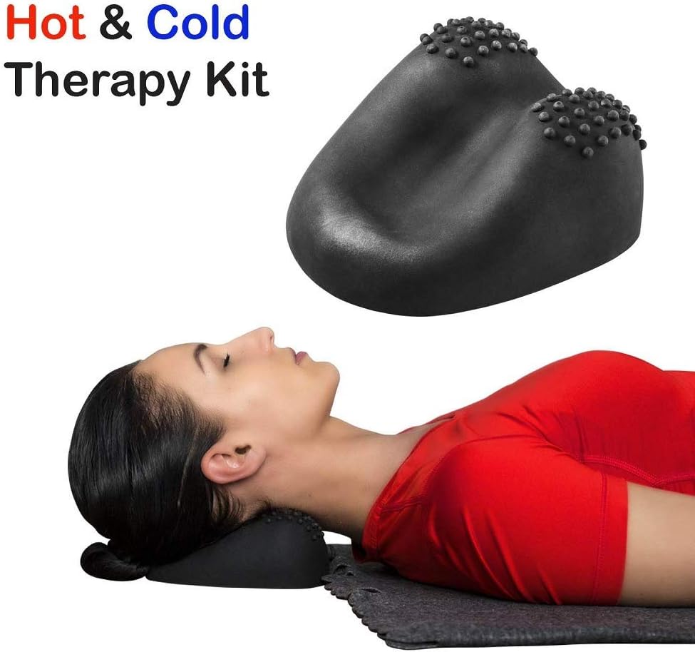 Hot and Cold Cervical Massage Neck Pillow - Head, Shoulder & Back Pain Relief - Relaxes Muscle Tension - Traction Support for Trigger Point Release - Treats Multiple Pain Symptoms