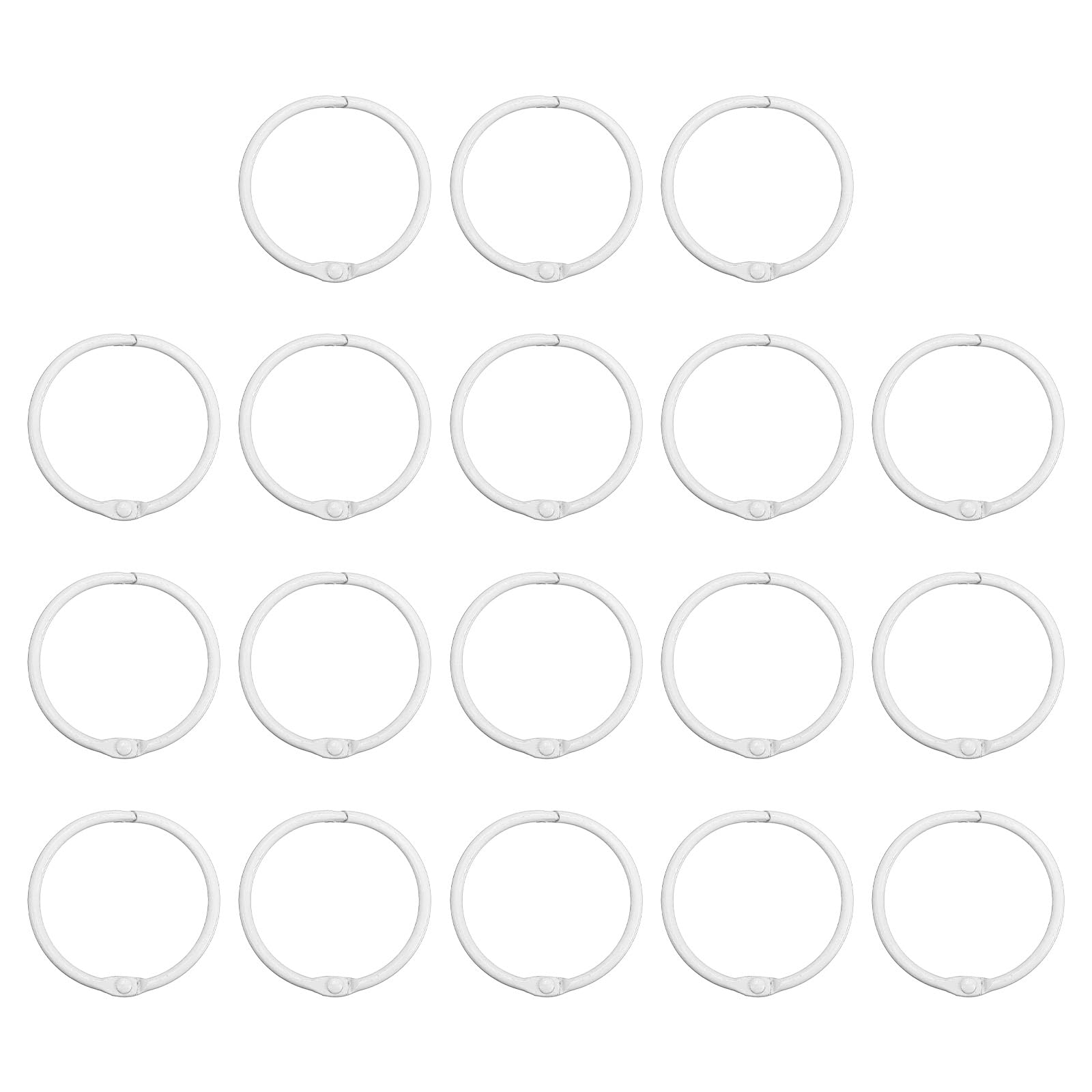 PATIKIL 1.8 Inch Loose Leaf Binder Rings, 18 Pack 3mm Metal Flash Card Book Binding Rings for Key Chain Index Card Scrapbooks, White — image 1