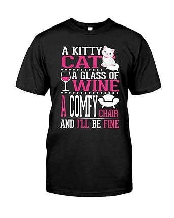 Amazon Com A Kitty Cat A Glass Of Wine Comfy Chair T Shirt