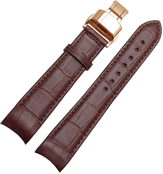 Watch Straps Curved End Men's Watchband Straps Genuine Leather with
