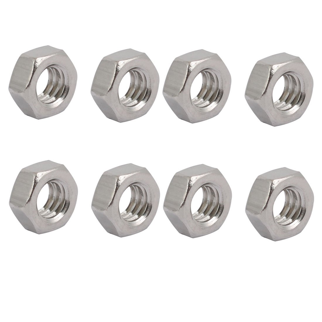 Sourcingmap 8pcs 1/4"-20 UNC Thread 304 Stainless Steel Hex Nut Fastener Silver Tone