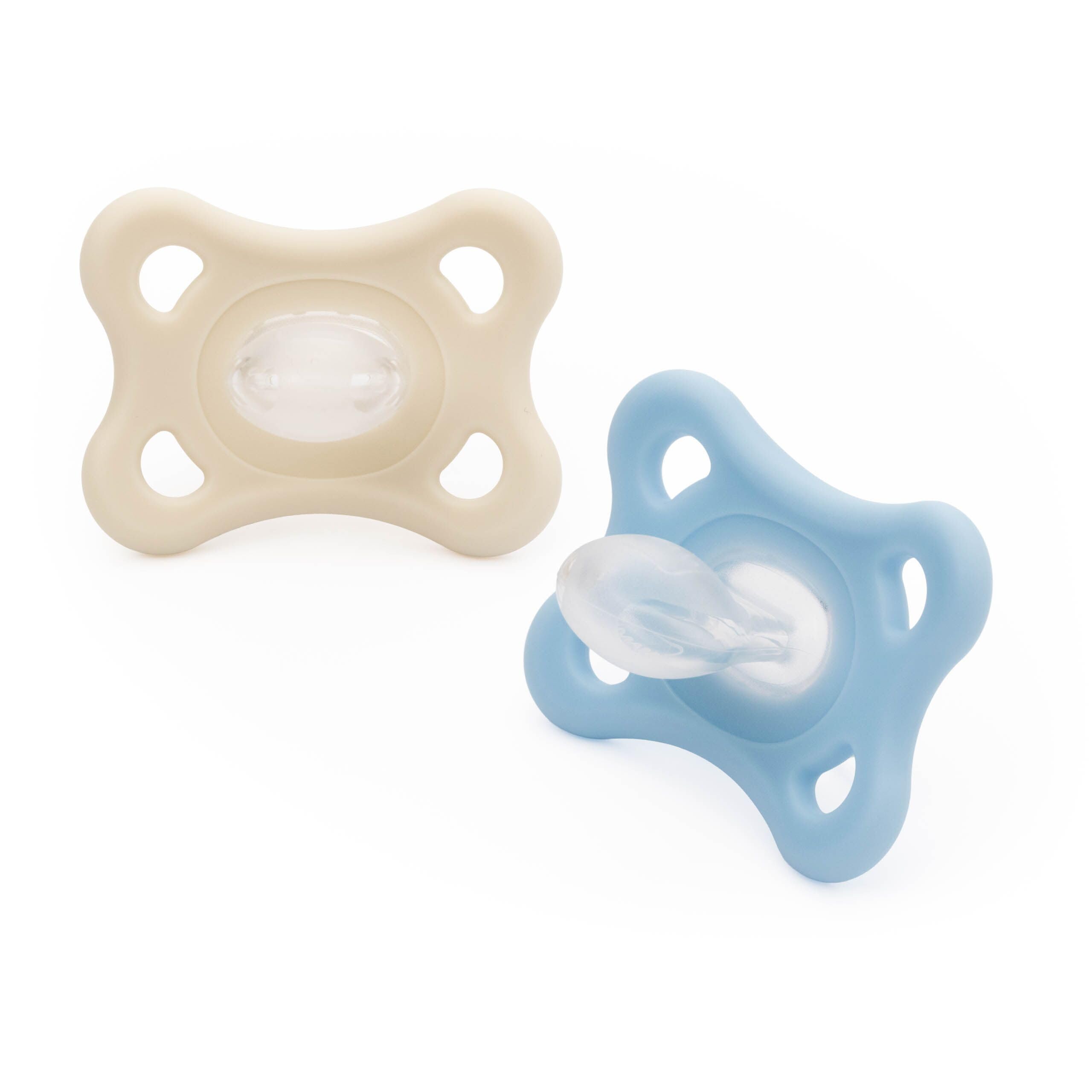 MAM Comfort All Silicone Soothers | 3-12 Months | 2 Pack | Comes in Dummy Steriliser Case | Sustainable Materials | Baby Accessories | Blue/Cream (Various Designs)