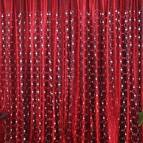 quanjucheer Fashion Tüll Fenster Vorhang für Wohnzimmer Stickerei Sheer Dekoration transluzent Belüftung, Polyester, rot, 3m 