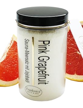 Lashuma Sauna Salz Pink Grapefruit Meersalz mit Jojobaöl, Körperpeeling 400 g