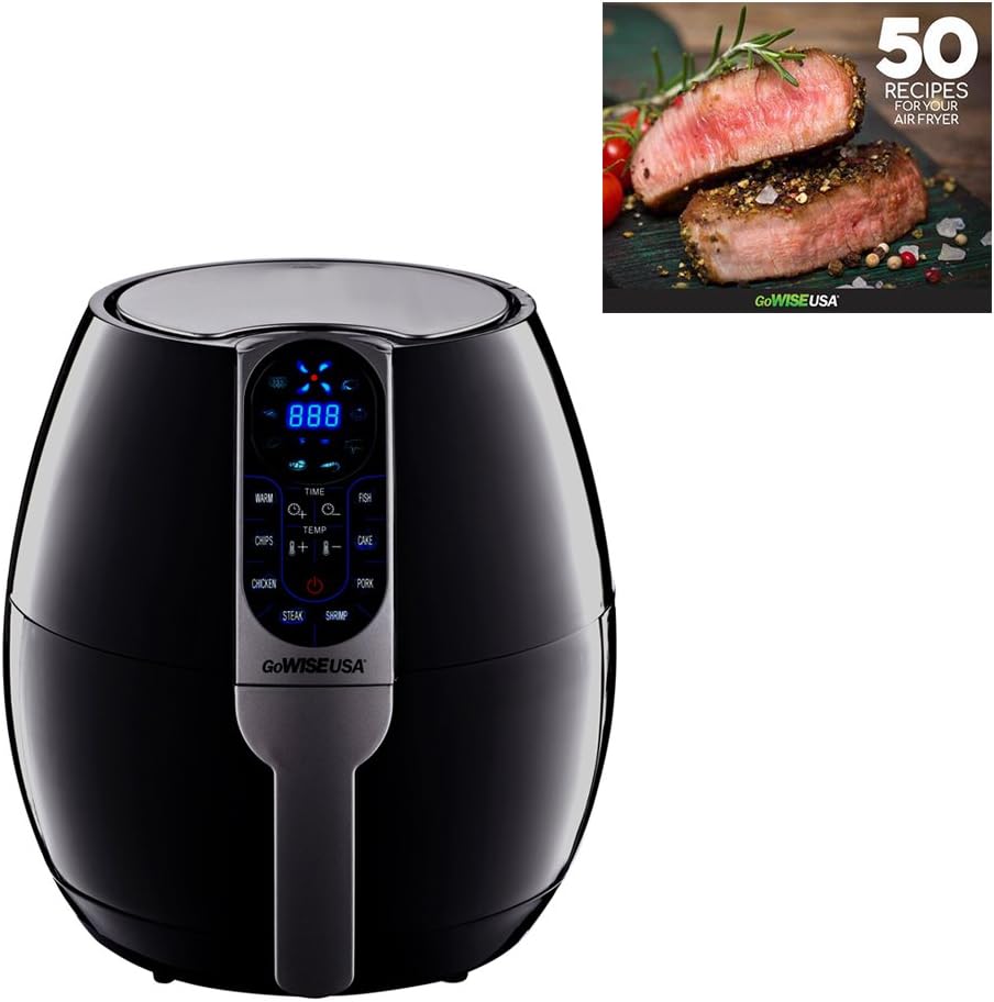 GoWISE USA 3.7-Quart Programmable Air Fryer with 8 Cook Presets, GW22638 - Black: Kitchen & Dining