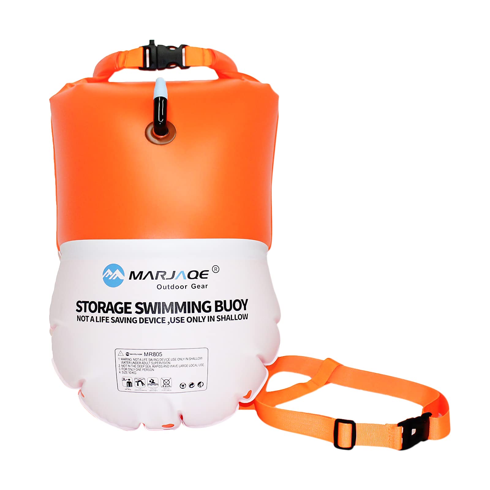 Swim Buoy Dry Bag Inflatable Safety Swimming Tow Float and Waterproof Dry bag for Open Water High Visibility Swim Bubble Dry Floating Storage Bag with Adjustable Waist Belt for Phone Keys Towel 20L