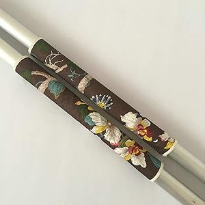 LANGUGU 1 Pair Washable Refrigerator Door Handle Cover, Flower Decor ,Handles Antiskid Protector for Fridge Oven Keep off Fingerprints,Liquid,Oil Stain,Food Spot (Brown)