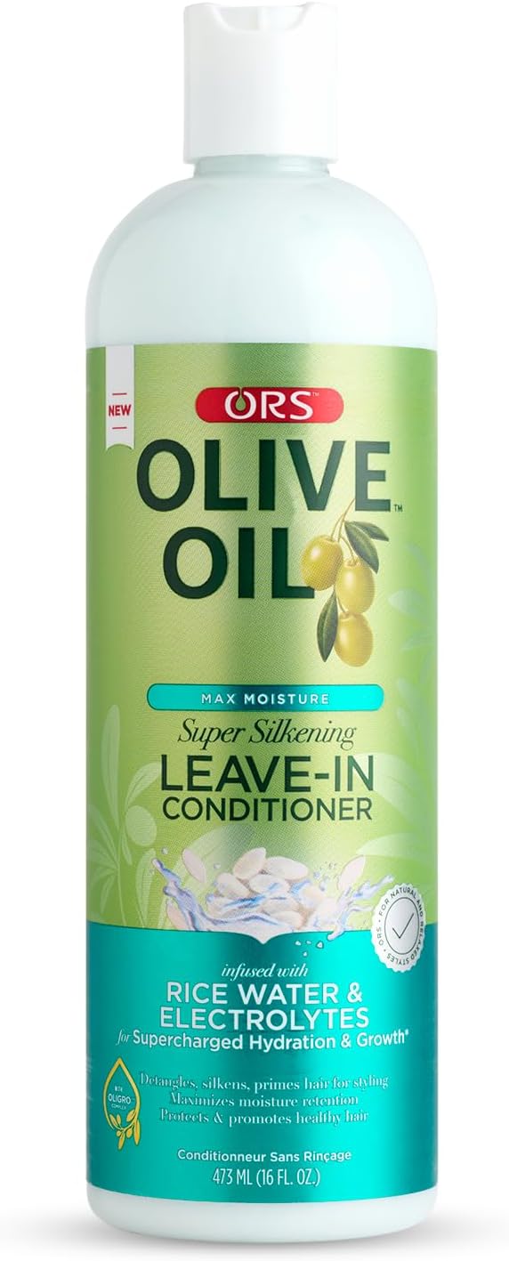 ORS Olive Oil Leave-In Conditioner 473ml Rice Water Max Moisture Silky Hair