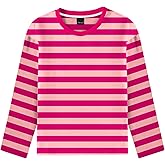 Remimi Kids Striped Shirts Long Sleeve Boys Girls Crew Neck Holiday Tshirts 3-14 Years