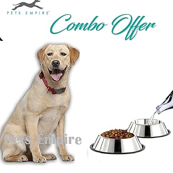 Pets Empire Combo Offer Dog Feeding Bowl Steel (X-Large) 2800 ml Pack of 2