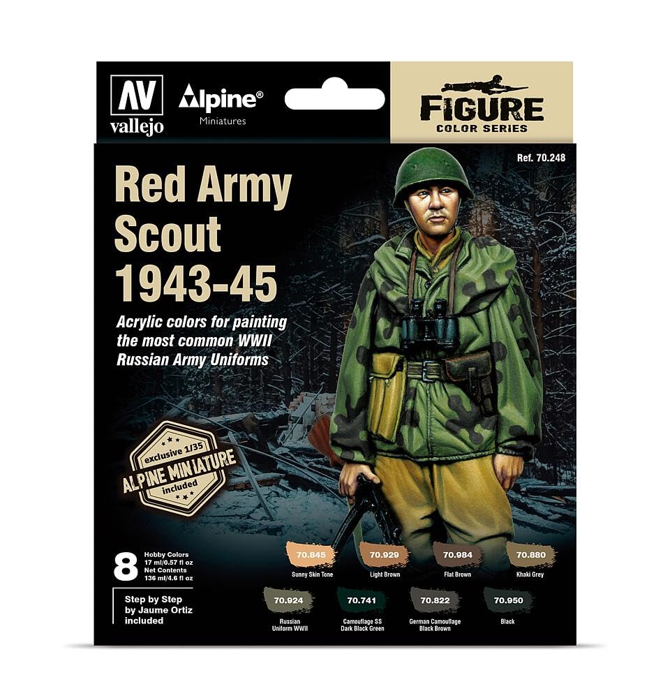 Vallejo AV MC Set - Alpine Red Army Scout (x8) & Figure