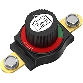 PTPUO Side Post Battery Disconnect Switch 12V, Car Battery Shut Off Switch | Fits side post batteries, vertical mount, flame-retardant Nylon 66, quarter-turn cut off, knob removable, for truck RV boat