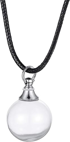 Amazon Co Jp Housweety ラウンド型 透明 香水入れ ガラス管 メモリアル アロマペンダント ネックレス 18mm ジュエリー