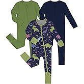 Jimonda Baby Boys Romper Fold-Over Footies and Mitten Pajamas Long Sleeve Sleeper Newborn Girl Footless Clothes 3-Packs