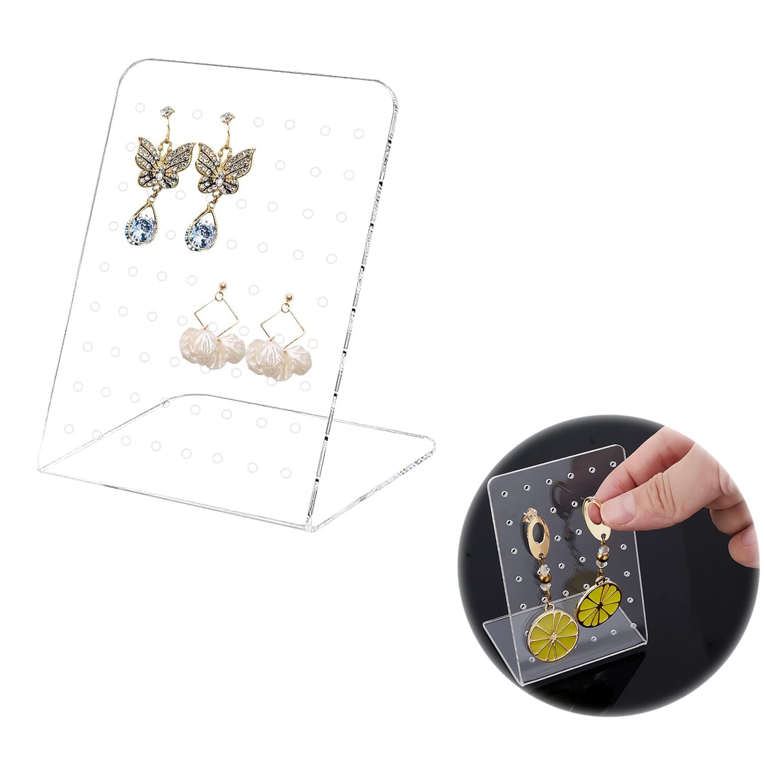 ZEACCT 1 Pcs Clear Acrylic Jewelry Organiser - Compact Earring and Necklace Holder for Storage, Craft Shows, and Stylish Home Decor