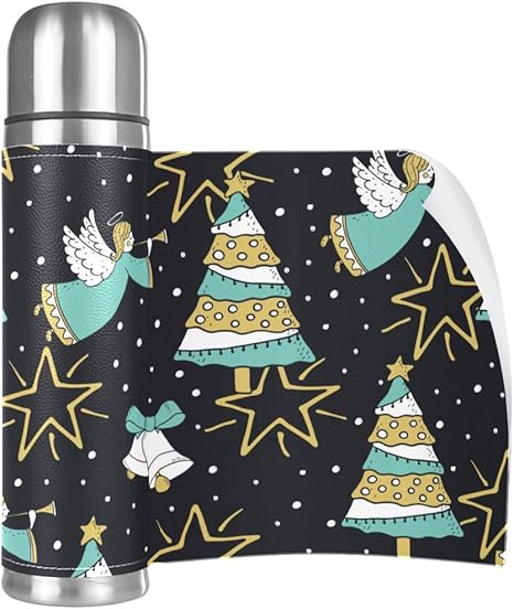 Amazon Carrozza 水筒 蓋付き 魔法瓶 500ml 保温 ボトル 直飲み クリスマスツリー柄 天使柄 星柄 コップ マグ 真空断熱 ステンレス 学生 レディース メンズ 子供 おしゃれ かわいい 水筒 マグボトル オンライン通販