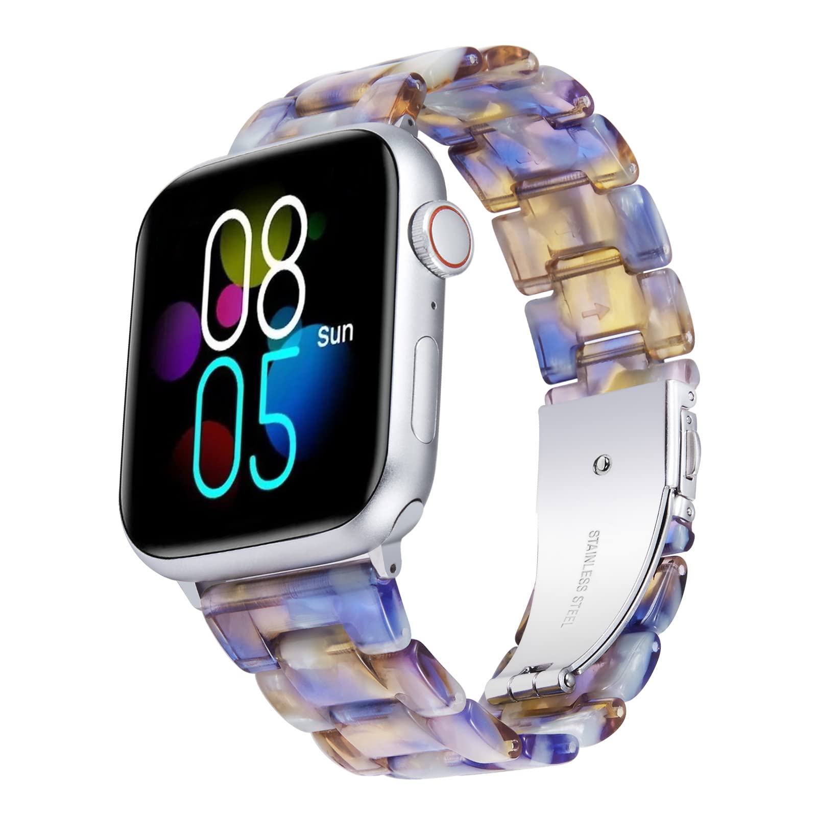BINLUN Compatible with Apple Watch Straps 38mm 40mm 41mm 42mm-S10 for Women Men, Ladies Resin Watch Band Compatible with iWatch Series 11/10/9/8/7/6/5/4/3/2/1/Ultra/Ultra 3 2/SE/SE3 2(Ocean Blue)