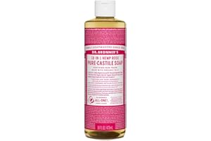 Dr. Bronner’s - Pure-Castile Liquid Soap (Rose, 473 mL) - Made with Organic Oils, 18-in-1 Uses: Face, Body, Hair, Laundry, Pe