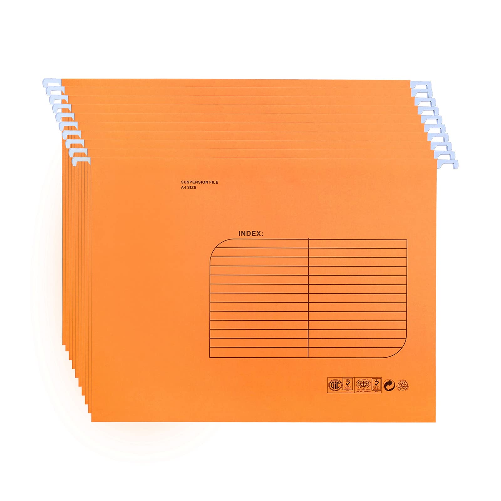 A4 Suspension Files,25PCS Hanging Filing Folders with Tab and Card Inserts,Filing Cabinet Folder for Office School Home File Organization(Orange)