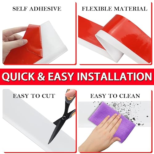4" X 20ft Self-Adhesive Vinyl Baseboard Trim - Peel & Stick Wall Molding (Black)