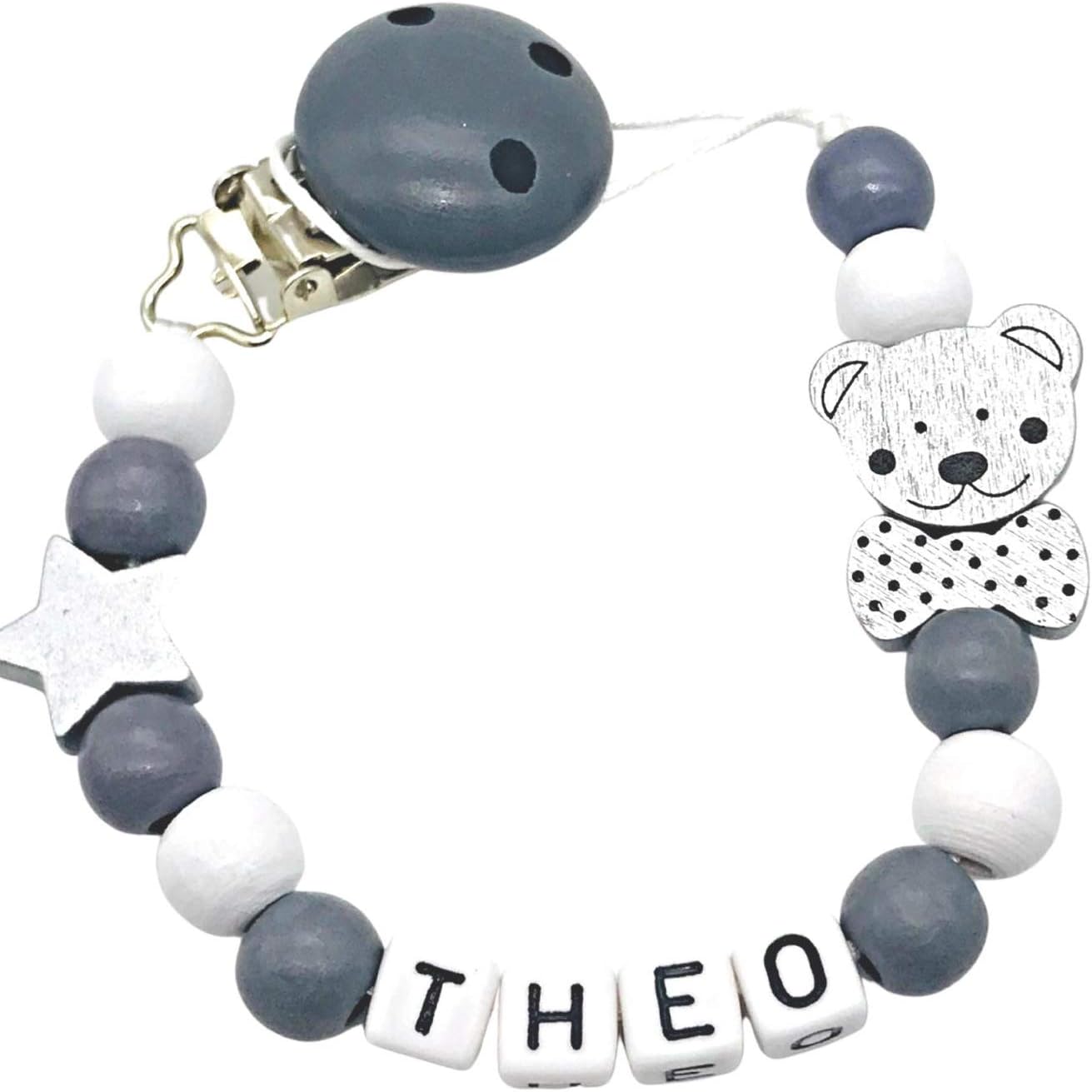 personalized wooden pacifier clip