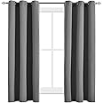 JSFLY Blackout Curtains for Bedroom Thermal Insulated Light Blocking Room Darkening Curtains Solid Grommet Window Drapes for Living Room, Set of 2 Curtain Panels 42 W x 63 L inch Long Dark Gray