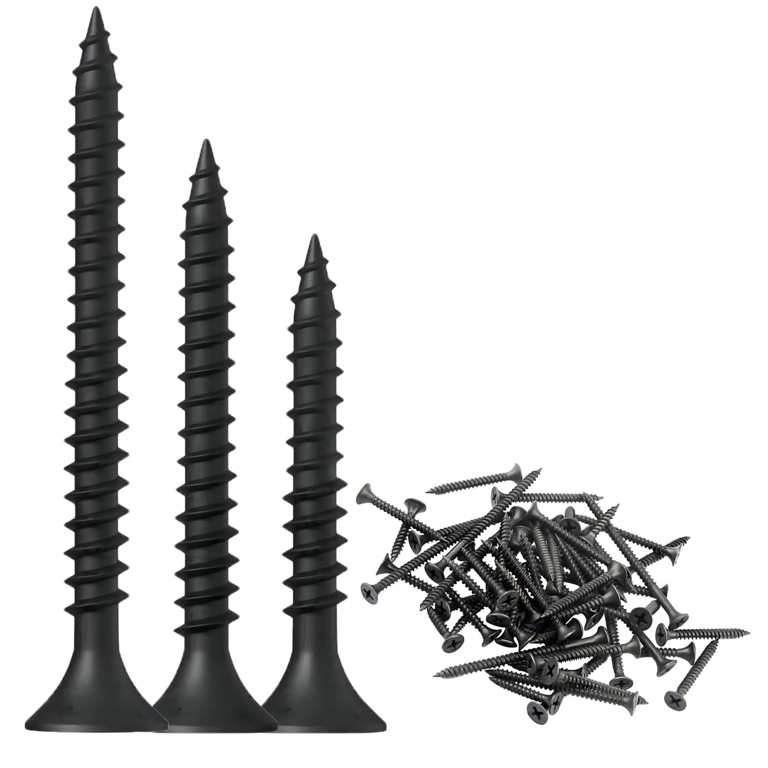 Qrity 100 PCS Self Tapping Wood Screws, M3.5 x 16mm Carbon Steel Phillips Countersunk Head Drywall Screws, Grade 8.8 High-strength, Black