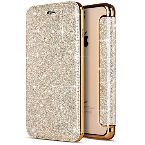 iPhone 6S Case,iPhone 6 Wallet Case Glitter,PHEZEN iPhone 6S / iPhone 6 Glitter Sparkly Bling Shiny PU Leather Magnetic Flip Folio Wallet Case Protective Cover Card Holder Wallet Purse Case, Gold