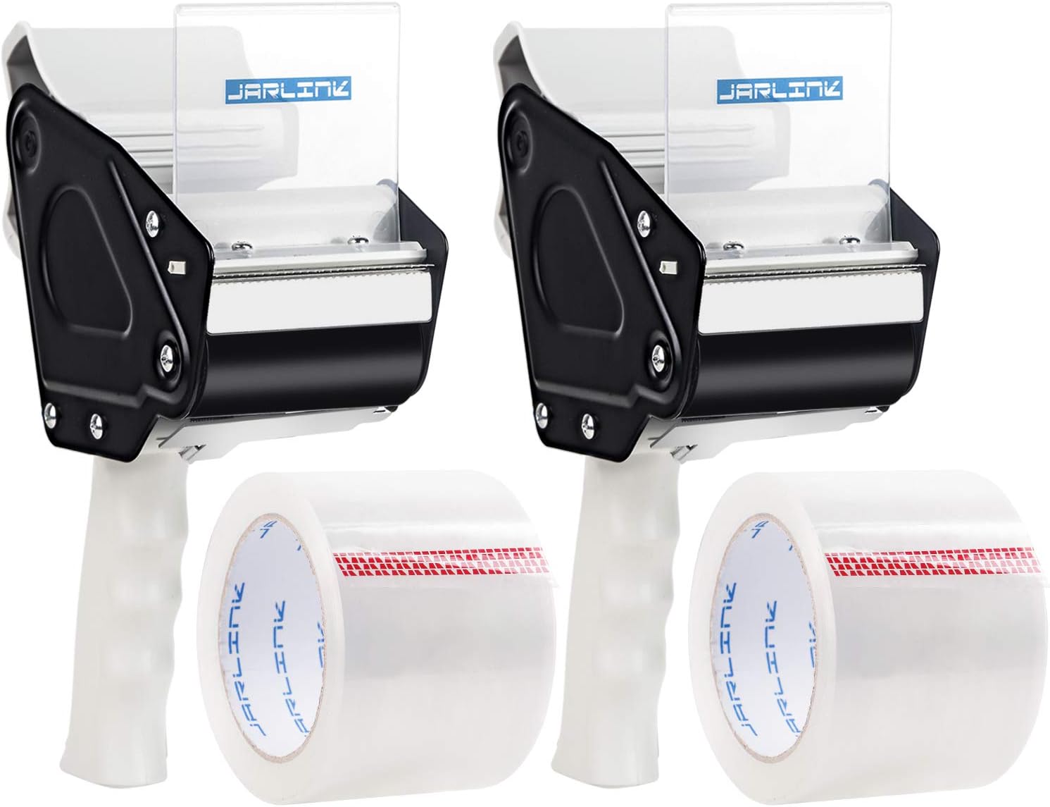 JARLINK Packing Tape Dispenser Gun (2 Pack) with 2 Rolls Tape, 3 inches Lightweight Industrial Side Loading Tape Dispenser for Shipping Packaging Moving Sealing (Grey & Black) : Office Products
