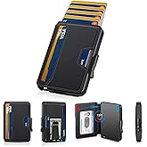 SEMORID Wallet for Men, Mens Wallet Minimalist Slim Wallet, RFID Blocking Smart Pop Up Wallet with Money Clip & ID Window, Metal Compact Wallet, Aluminum Credit Card Holder Wallet