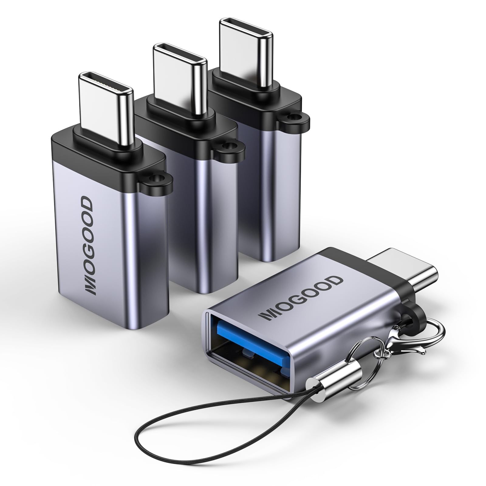 MOGOOD USB C to USB Adapter - Male to Female Converter (4 Pack, Black) - Compatible with Laptops, Mobile Phones, Chargers & More