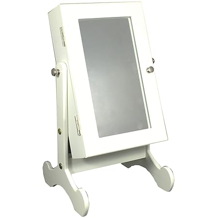 Louisa Wooden Mirror Jewellery Table Top Standing Storage