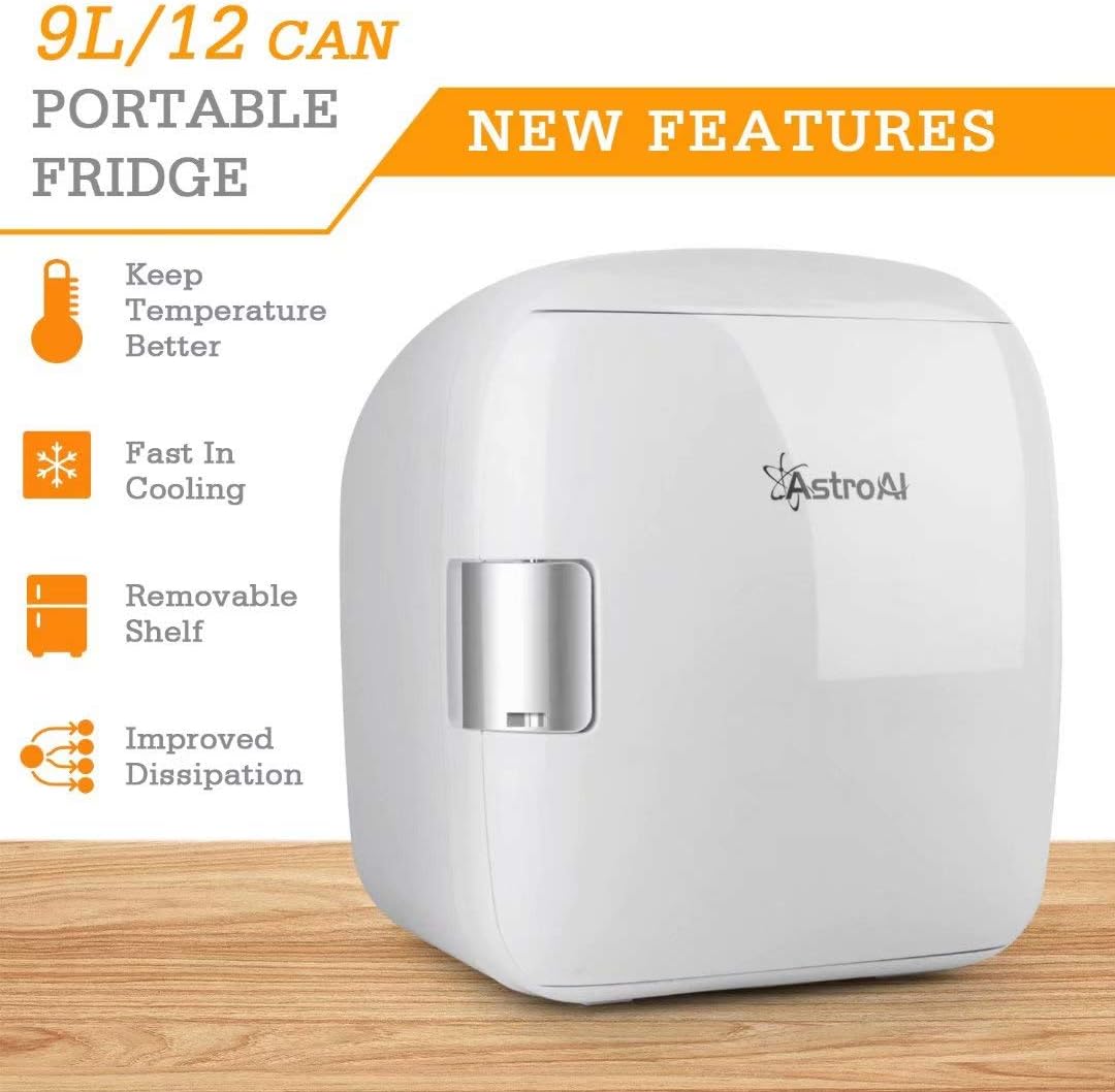 AstroAI Mini Fridge 9 Liter/12 Can Portable Electric Cooler and Warmer AC/DC for Bedroom, Food, Skincare, Breast Milk, Medications, Home Office and Travel: Automotive