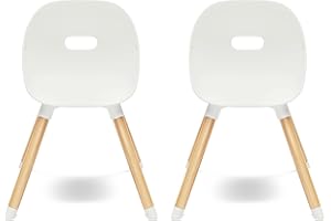 Lalo The Play Chair - Wooden & Non-Toxic Plastic Kids & Toddler Chair - Sturdy Bucket Seat, Easy to Clean, Up to 200 lb. Weight Capacity, Set of 2 - Coconut